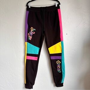 Switch Remarkable Colorblock Never Give Up Sweatpants 90’s Streetwear Vibe L EUC